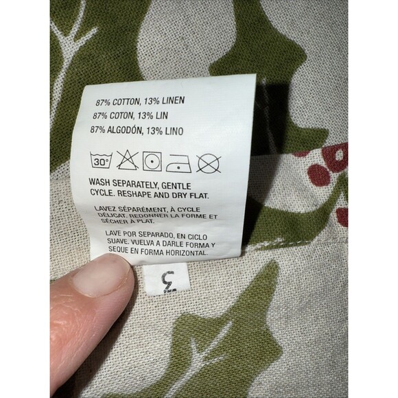 Crate & Barrel Holly Table Runner 14x90 Cotton Linen Christmas Holiday Berries - Picture 5 of 7